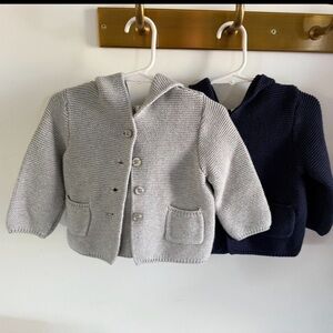 BabyGap Gray and Navy Knit Baby Cardigans